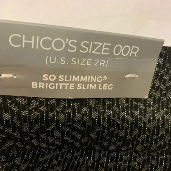 Chico's Women's Black Ankle Pants So Slimming BrigitteSlim Leg Shine Size 2R NWT - Picture 7 of 10